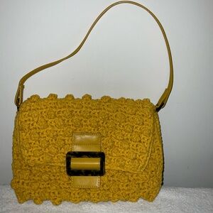 Yellow Textured Shoulder Bag